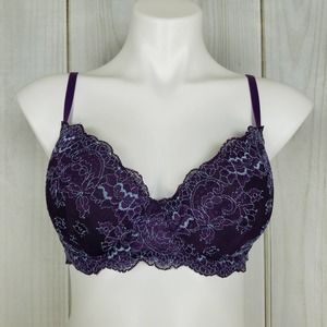 C&C California Purple Blue Lace 34 DD Bra